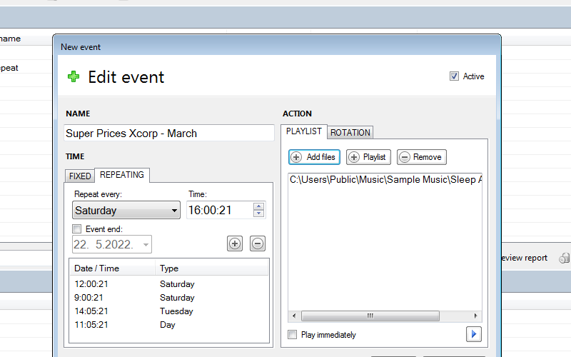 Add recurring events that can be daily or weekly
