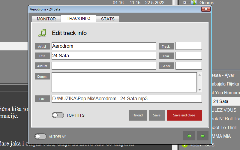 Edit track information, edit tags